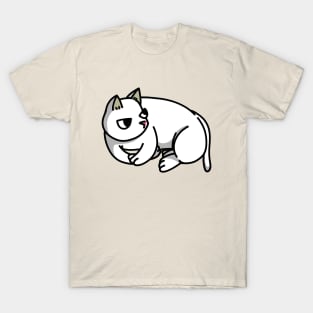 cute white cat lying down graphic neko T-Shirt